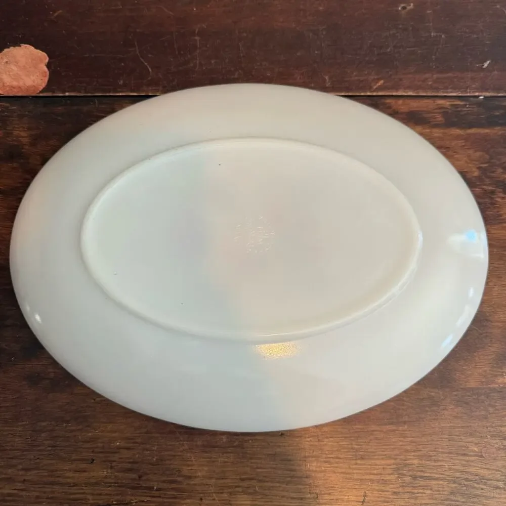 Fire King Vintage Milk Glass‎ Pink Red Flower Serving Plate Platter